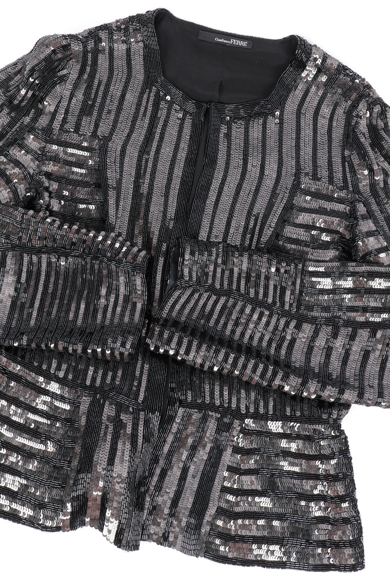 Vintage Gianfranco Ferre Sequin Stripe Jacket laid flat @recessla