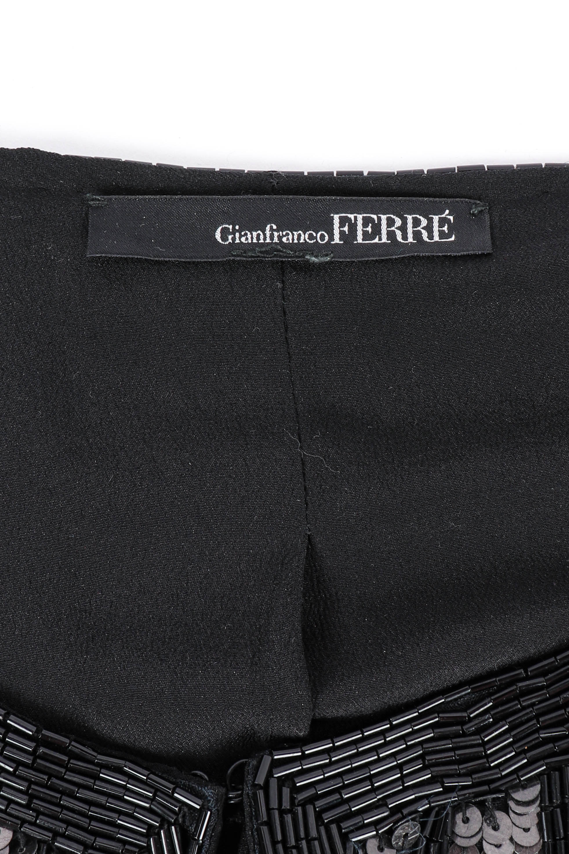 Vintage Gianfranco Ferre Sequin Stripe Jacket signature label closeup @recessla