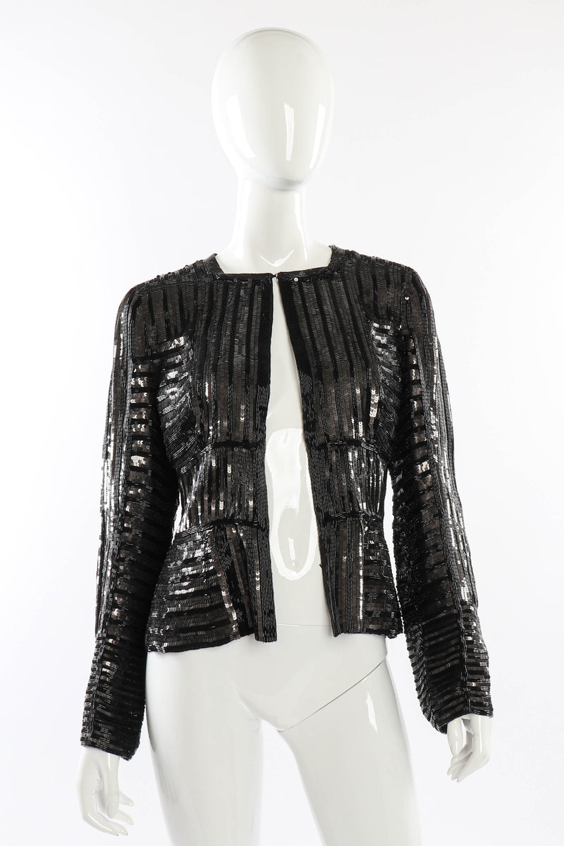 Vintage Gianfranco Ferre Sequin Stripe Jacket open front on mannequin @recessla