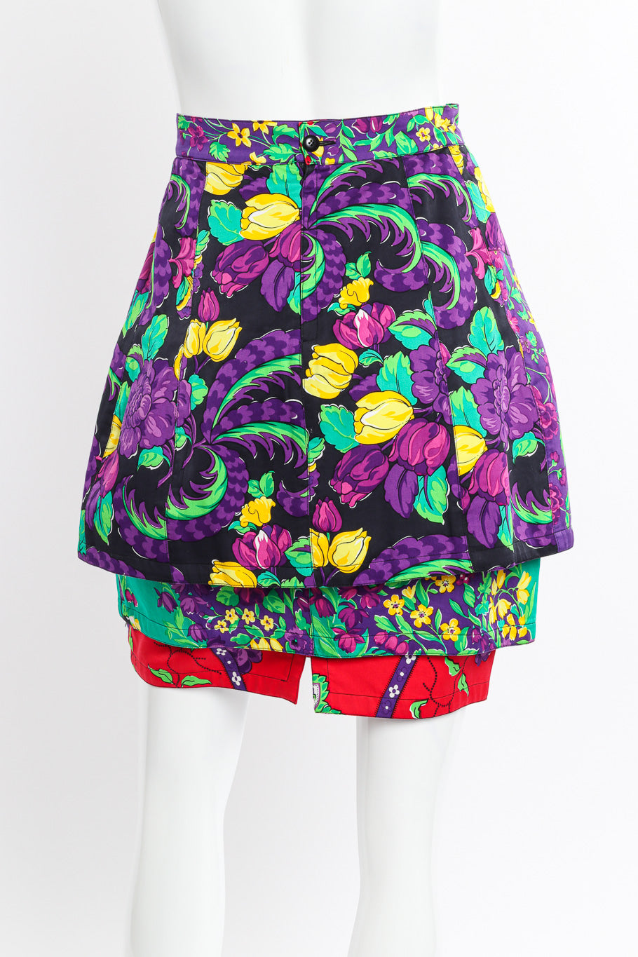 Vintage Gianni Versace Floral Cotton Tier Skirt back view on mannequin @Recessla