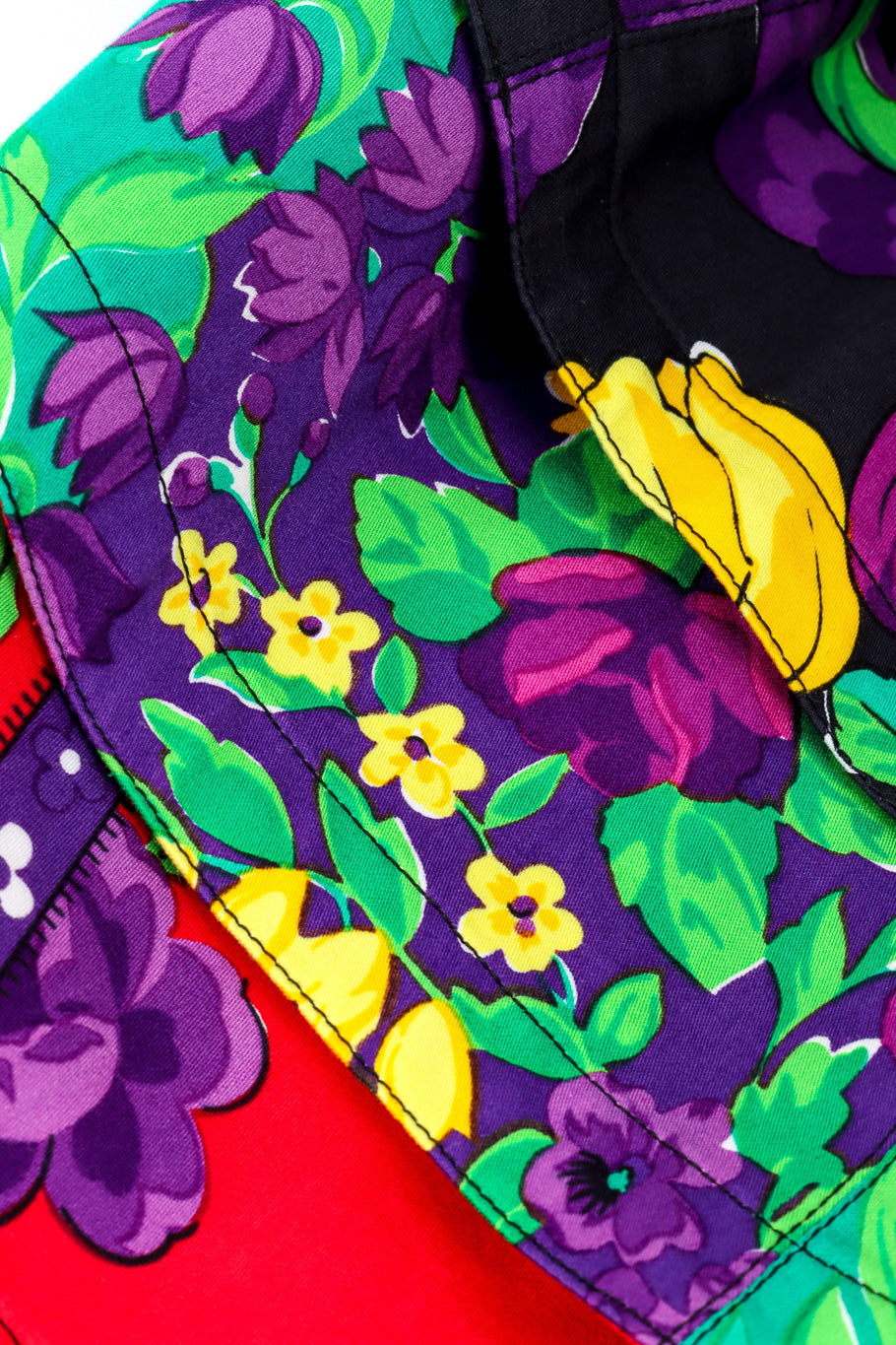 Vintage Gianni Versace Floral Cotton Tier Skirt tiered fabric closeup @Recessla