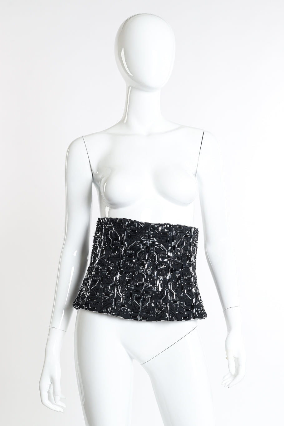 Vintage Givenchy Couture Microchip Beaded Belt front on mannequin @recessla