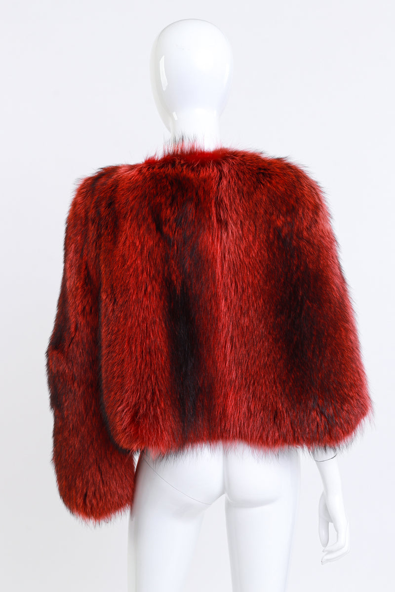 Raccoon Fur Asymmetrical Cape by Givenchy on mannequin back @ Recess LA