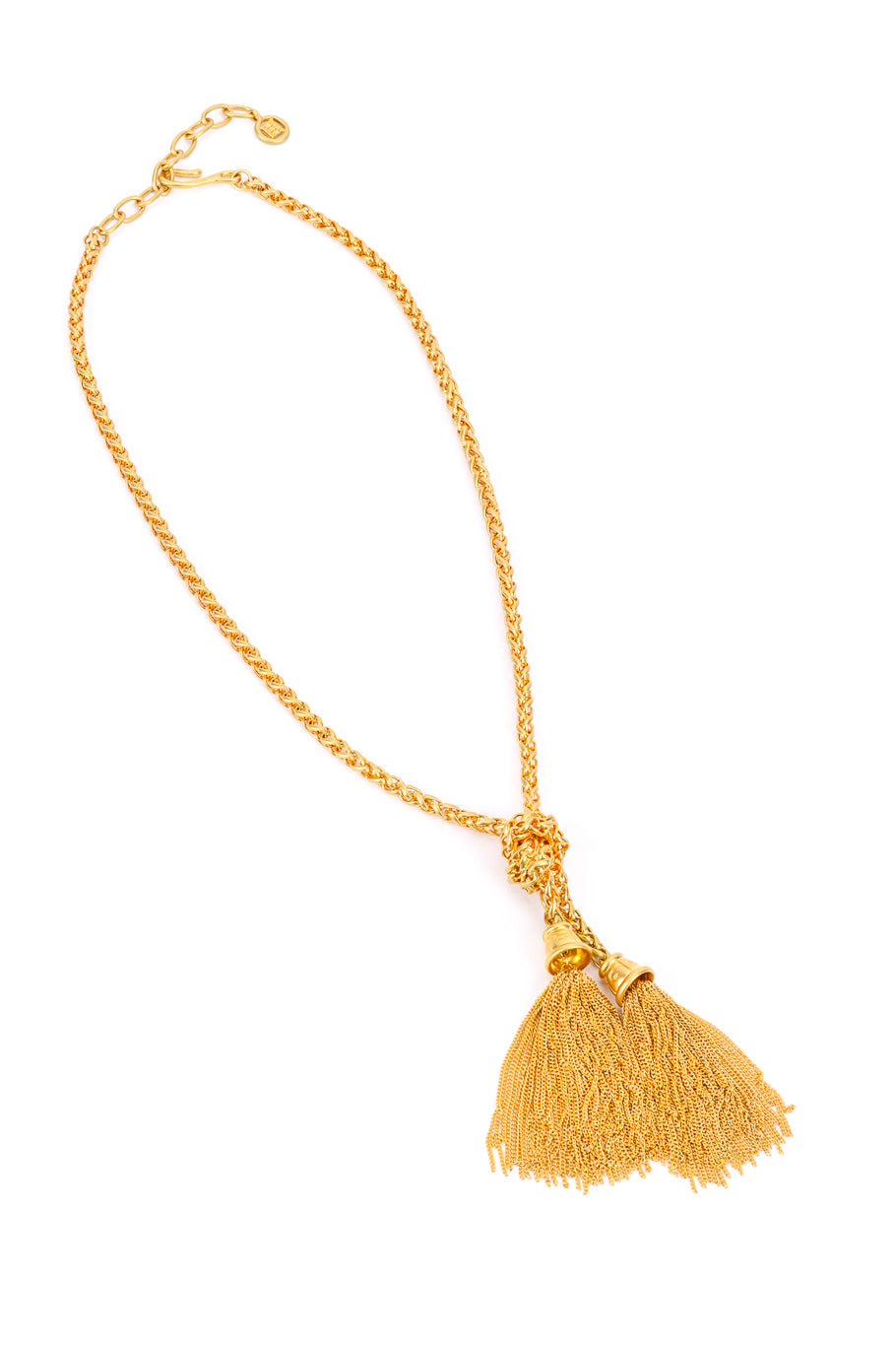 Vintage Givenchy Knotted Double Tassel Necklace front view @recessla