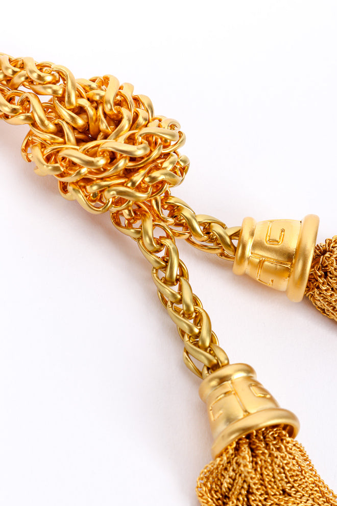 Vintage Givenchy Knotted Double Tassel Necklace knot closeup @recessla