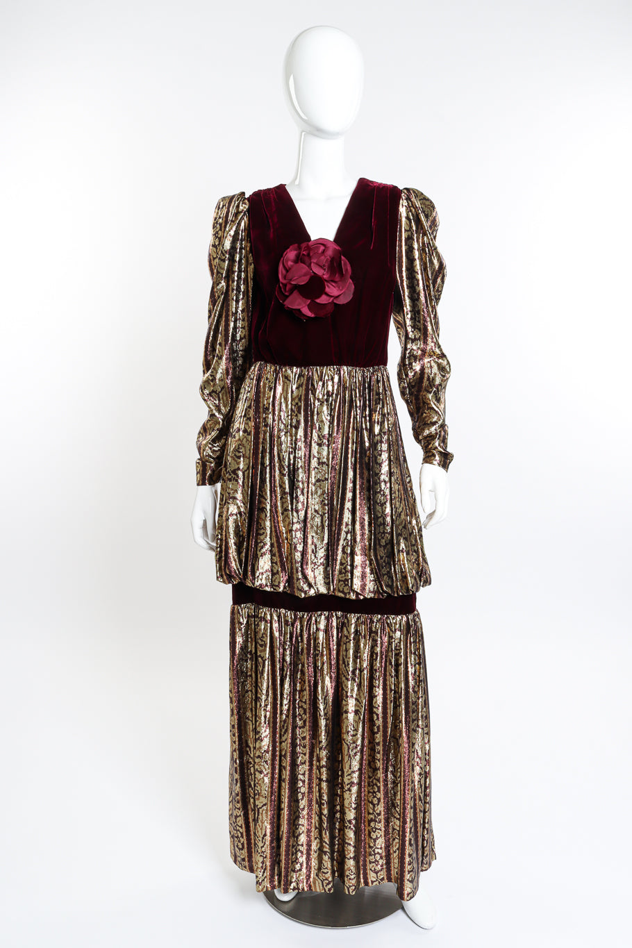 Velvet Tiered Metallic Gown on mannequin @recessla