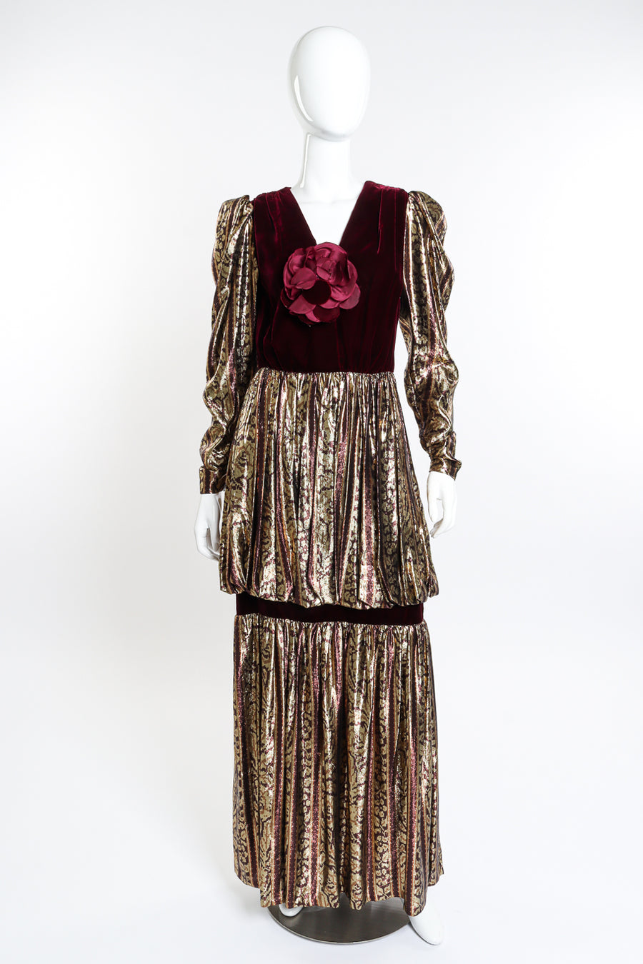 Vintage Givenchy Velvet Tiered Metallic Gown  Recess