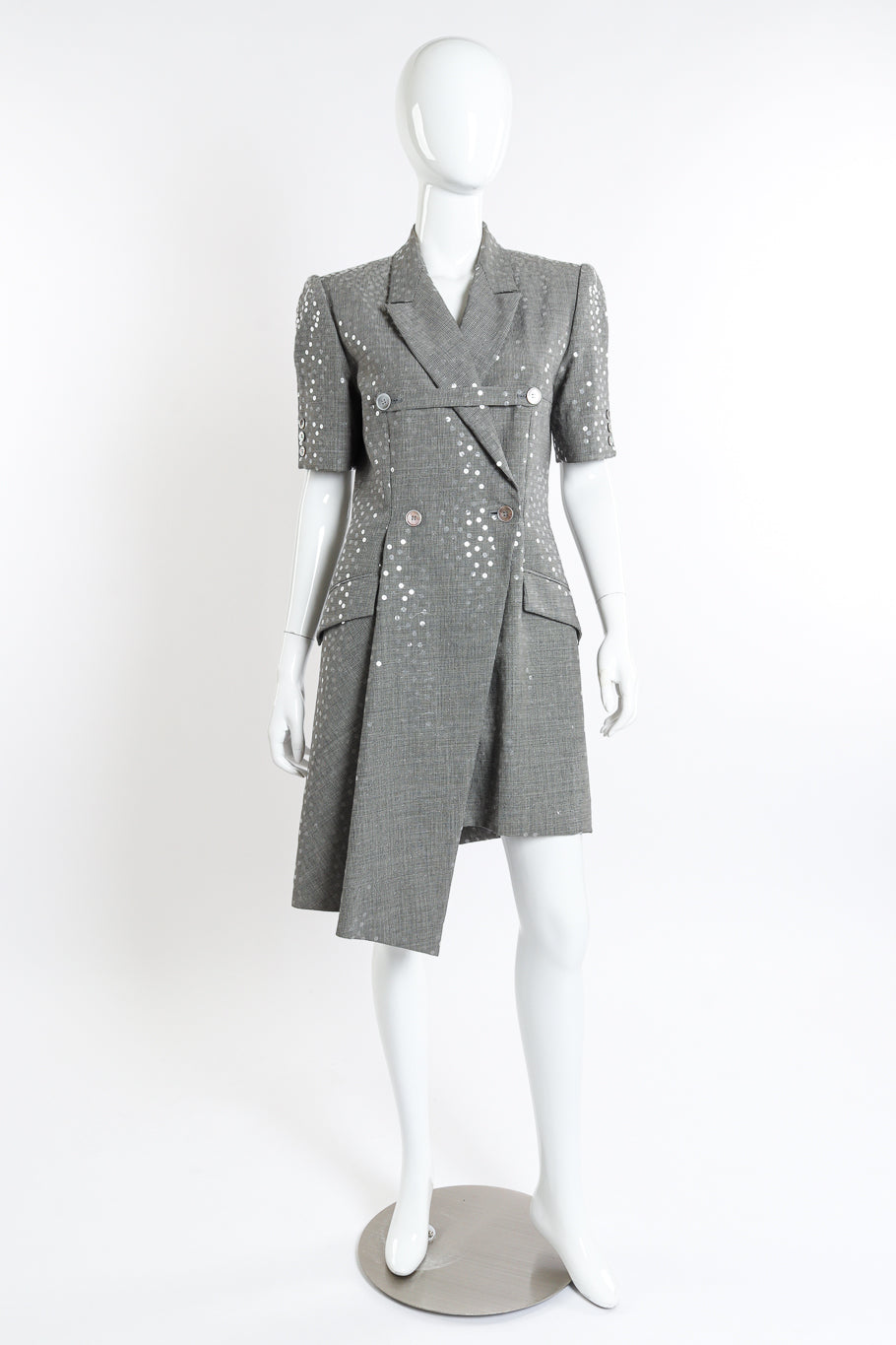 Vintage Givenchy Plaid Sequin Dress front on mannequin @recessla