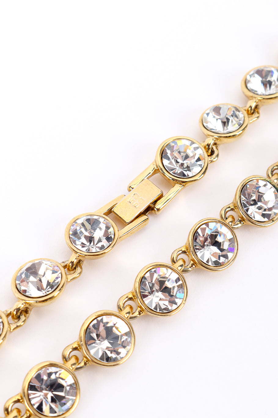 Vintage Givenchy Crystal Link Necklace tan closure @recessla
