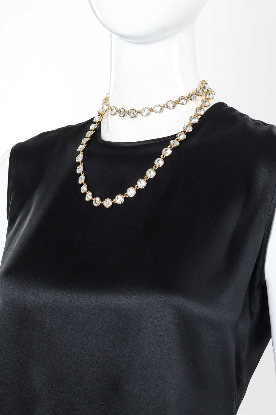 Vintage Givenchy Crystal Link Necklace front on mannequin looped twice @recessla