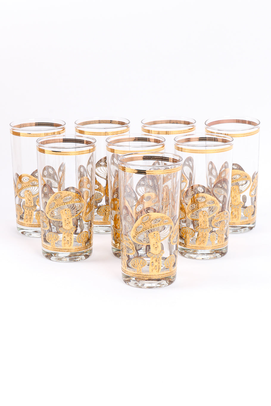 Gilded Mushroom Highball Glasses by Culver from front in triangle @recessla