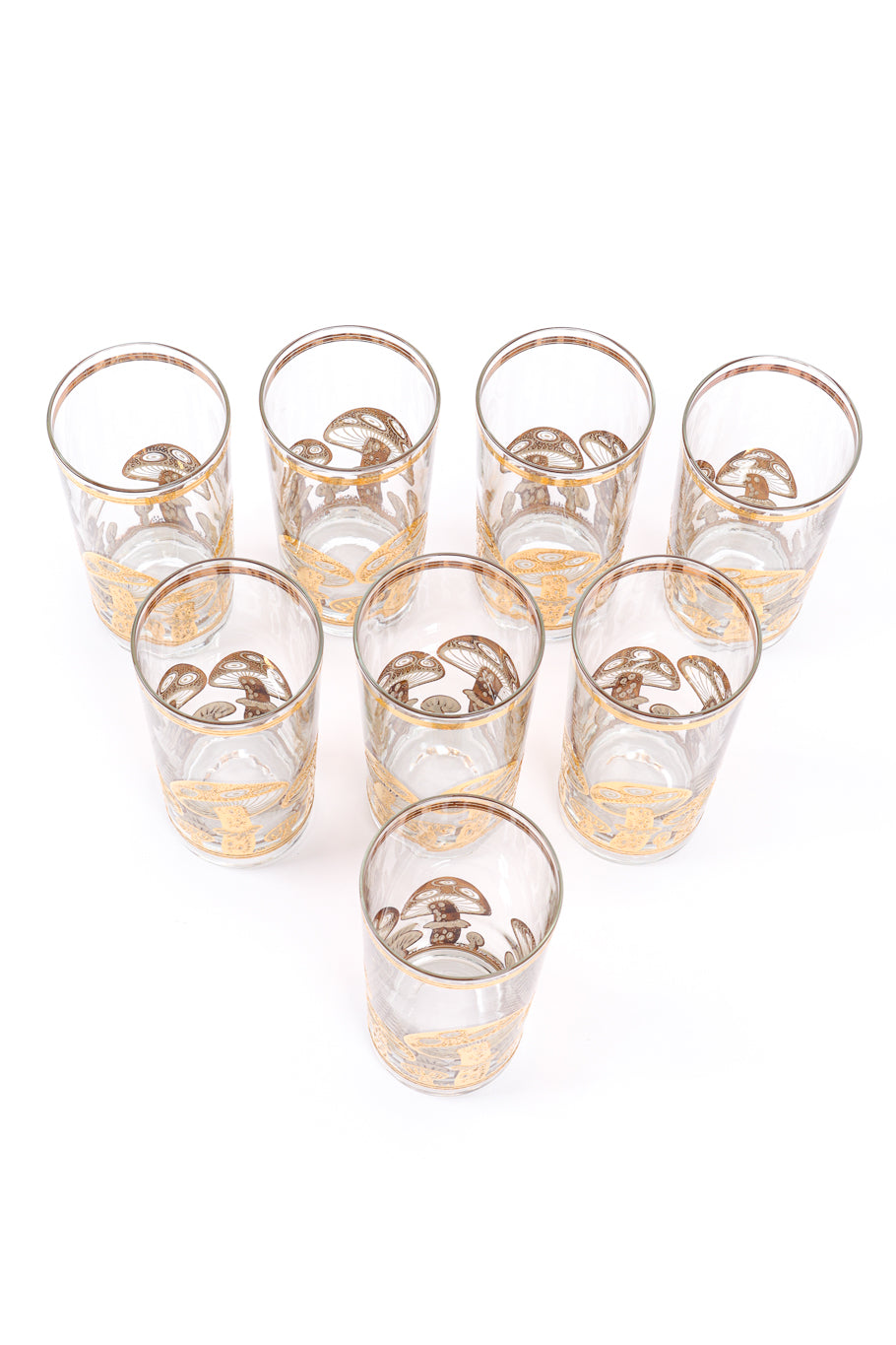 Gilded Mushroom Highball Glasses by Culver in triangle from above @recessla