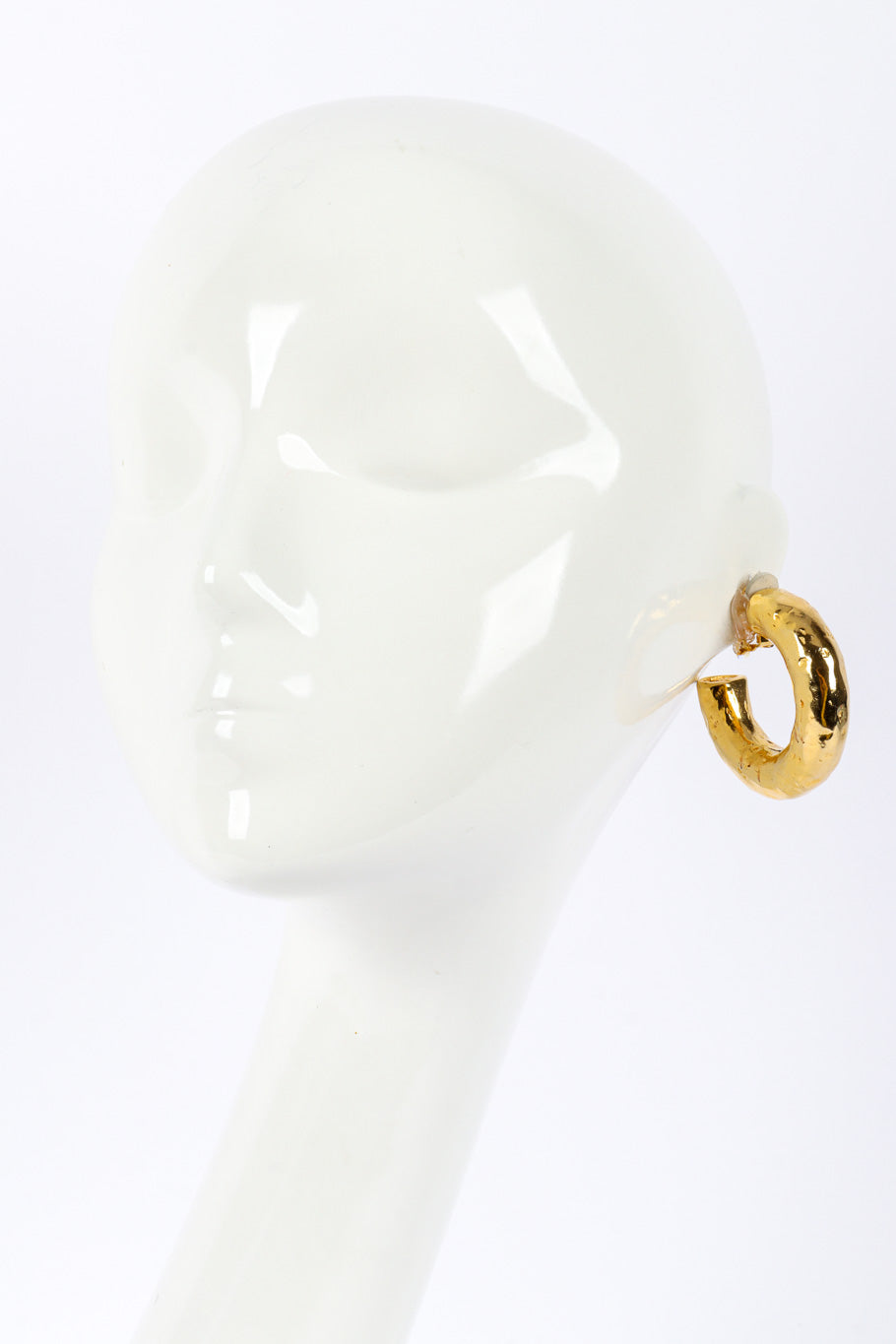 Vintage Hammered Half Hoop Earrings on mannequin head @recessla