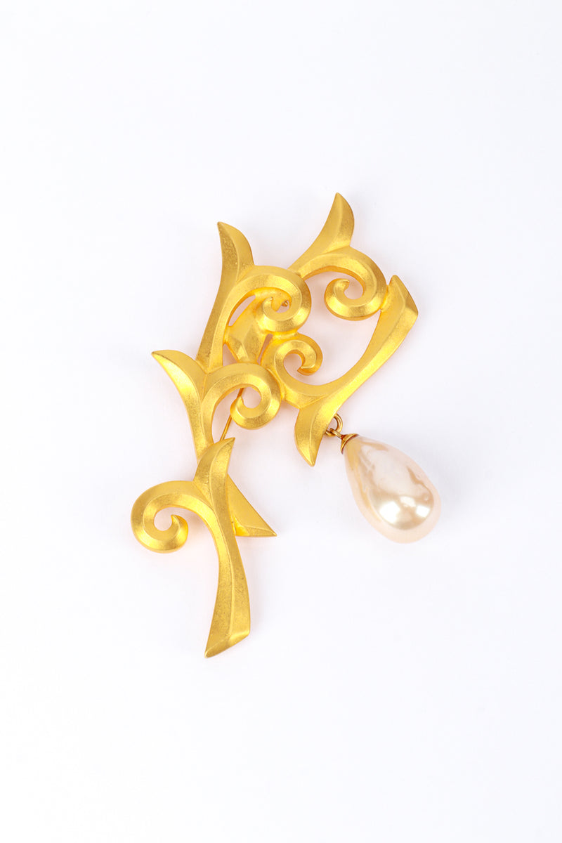 Vintage Karl Lagerfeld Pearl Vine Brooch front @recess la