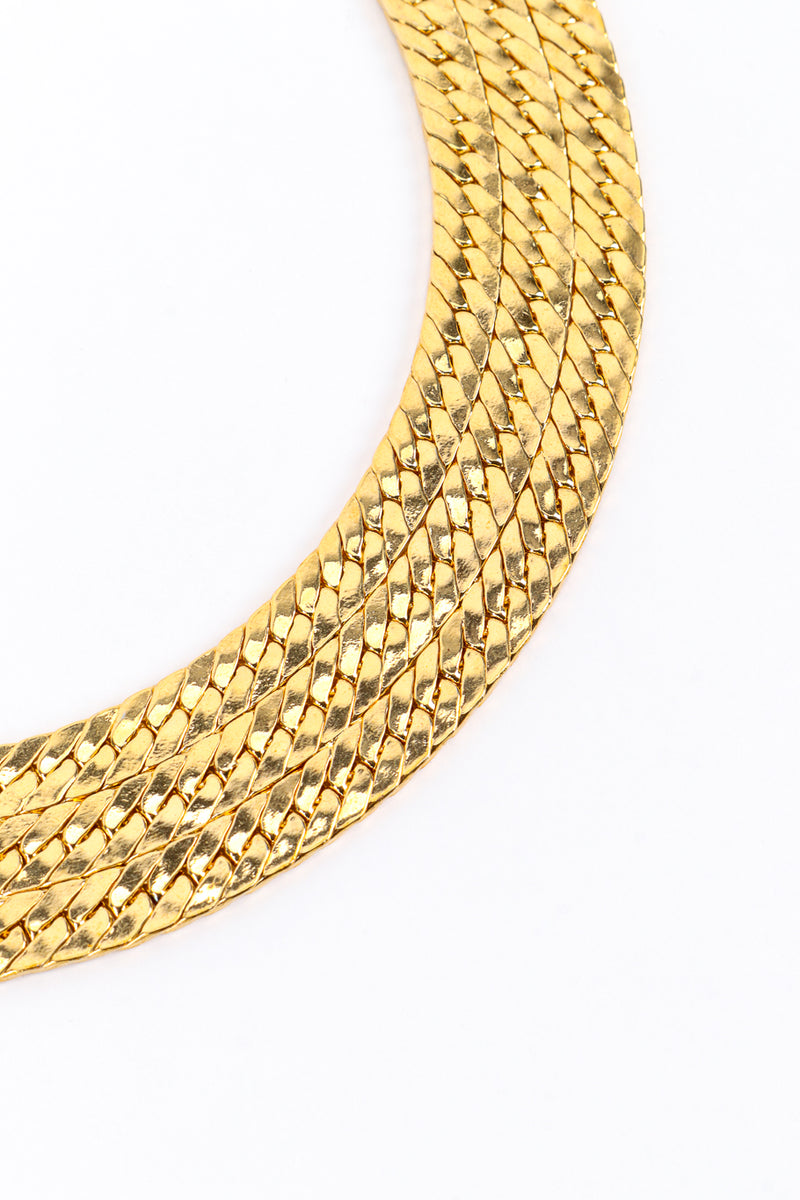 Vintage G Italy Herringbone Chain Collar Necklace chain closeup @recess la