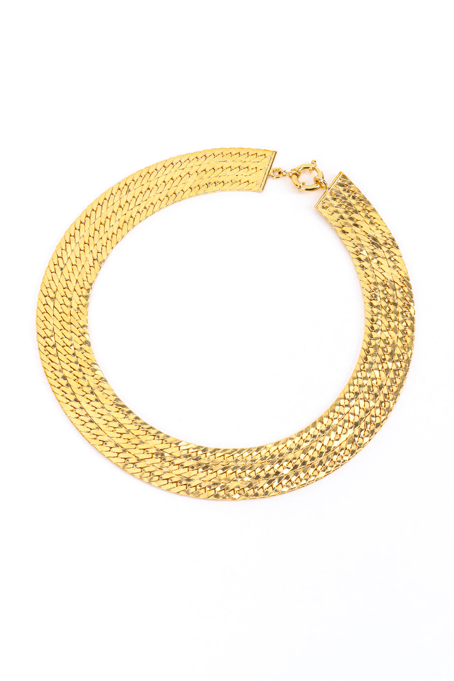 Vintage G Italy Herringbone Chain Collar Necklace front @recess la