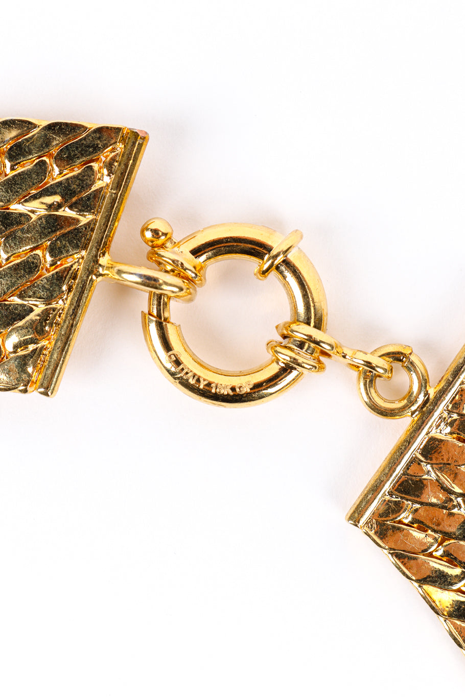 Vintage G Italy Herringbone Chain Collar Necklace signature closeup @recess la