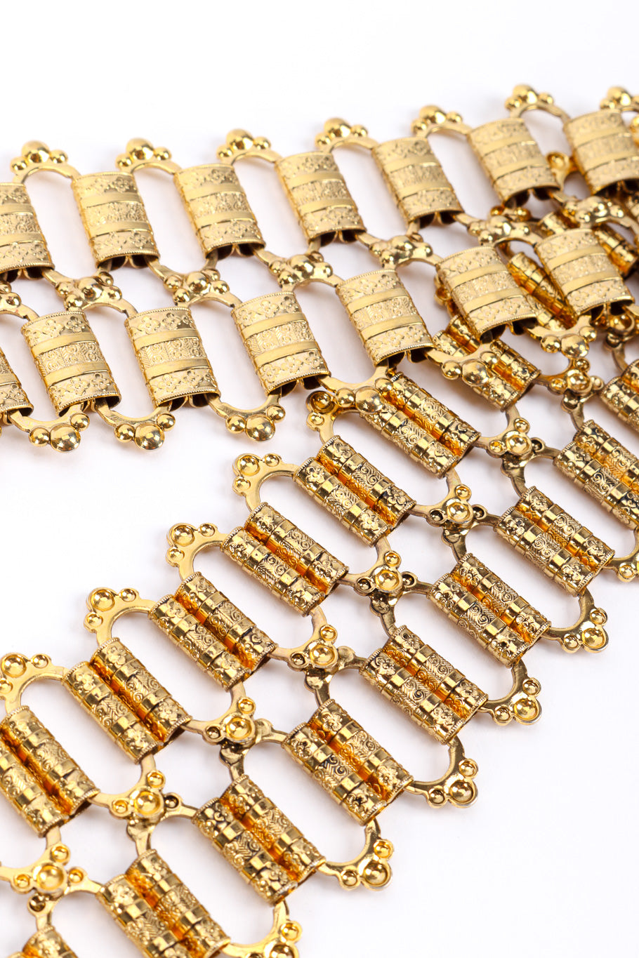 Vintage Articulated Metal Chain Snake Belt plate chainlink closeup @recessla