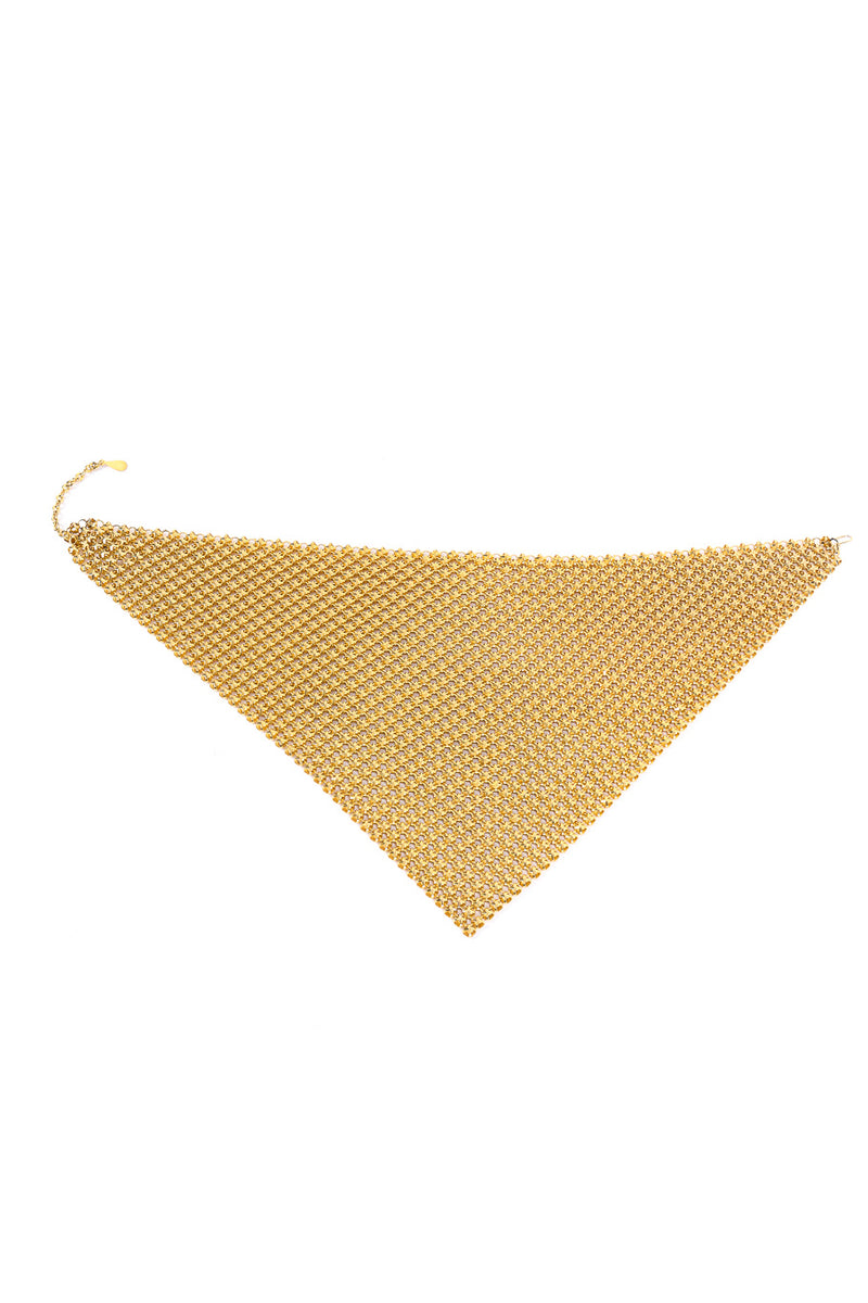 Gold tone mesh bib necklace flat lay back  @recessla