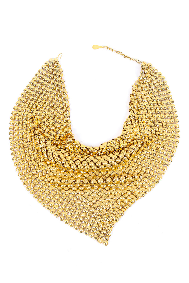 Gold tone mesh bib necklace flat lay in shape @recessla