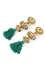 Vintage Claire Deve Byzantine Tassel Drop Earrings 3/4 angle front view @Recessla