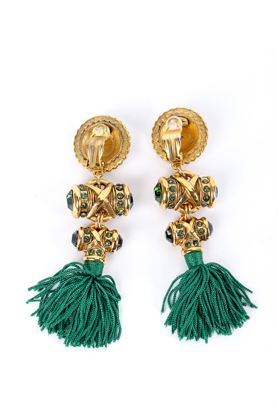 Vintage Claire Deve Byzantine Tassel Drop Earrings back view @Recessla