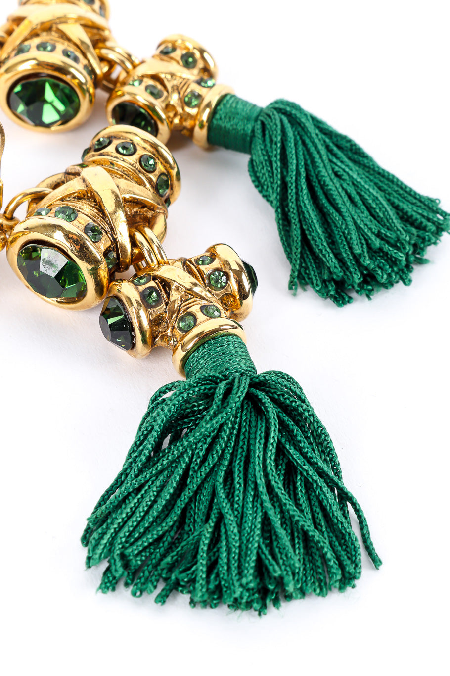 Vintage Claire Deve Byzantine Tassel Drop Earrings tassel closeup @Recessla