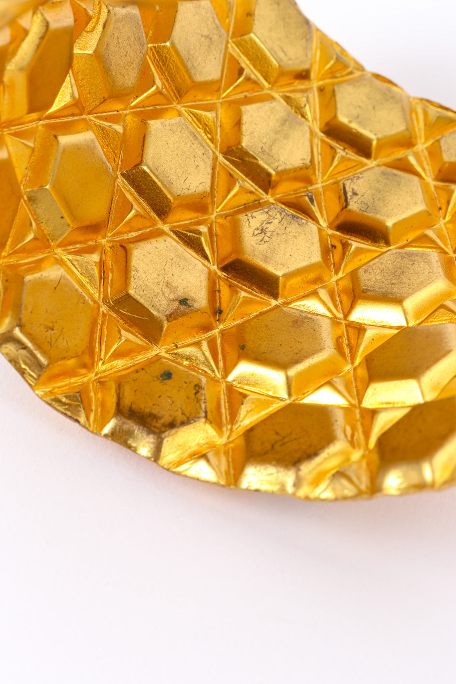Vintage Crystal Honeycomb Cuff Bracelet interior tarnish closeup @recessla