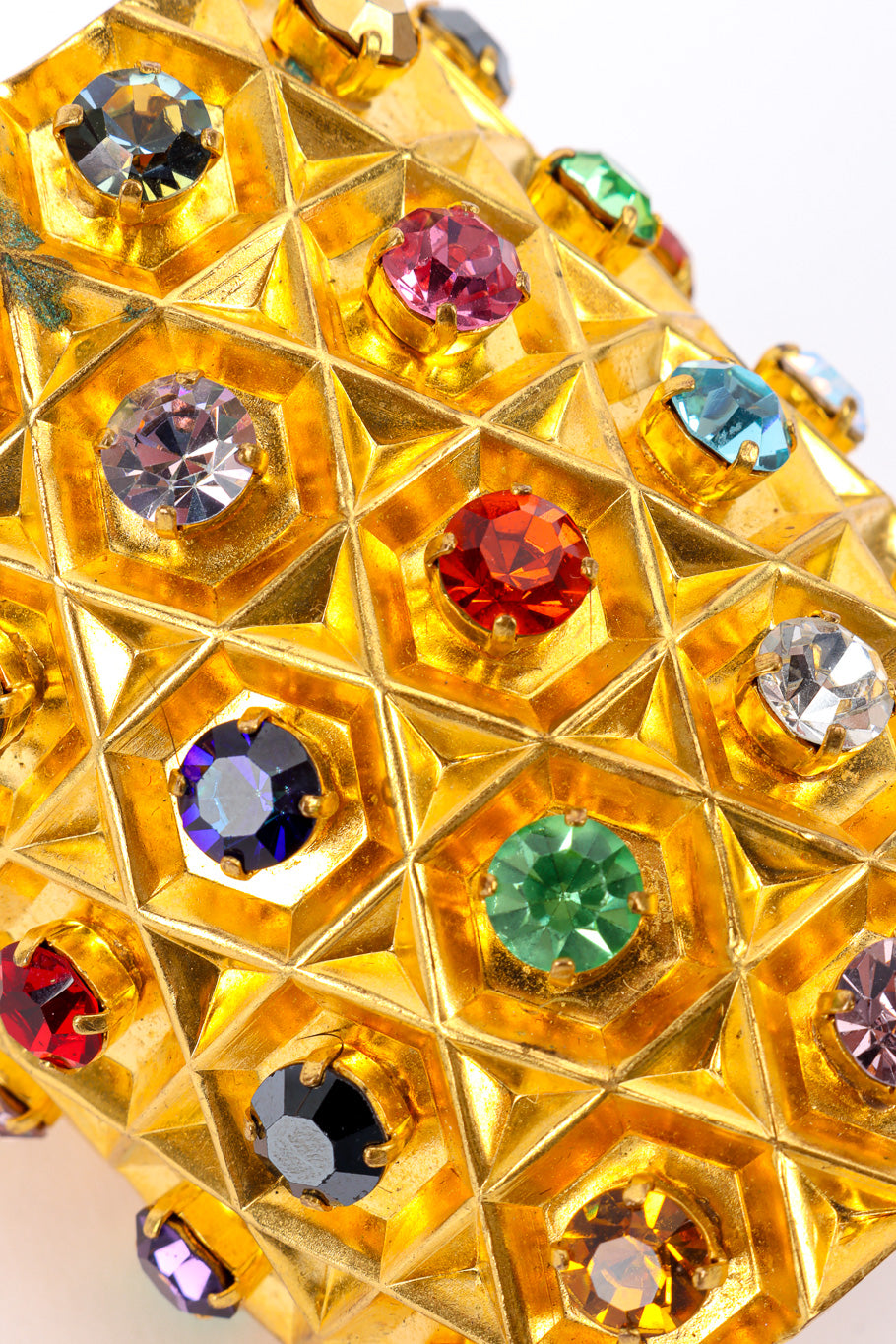 Vintage Crystal Honeycomb Cuff Bracelet crystal closeup @recessla