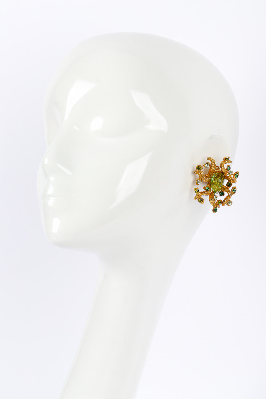 Vintage Branch Cluster Crystal Earrings on mannequin @Recessla