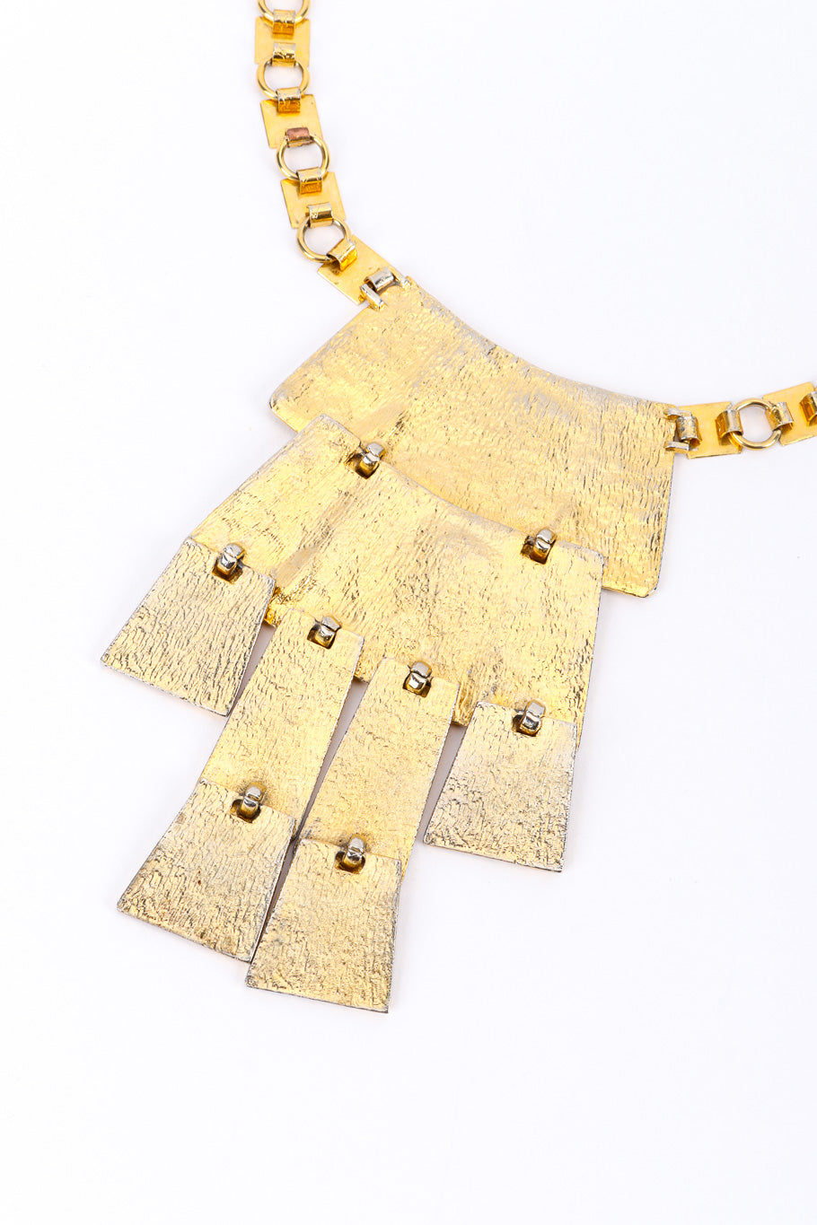 Vintage Brutalist Tiered Tablet Necklace pendant back tarnish view @recessla