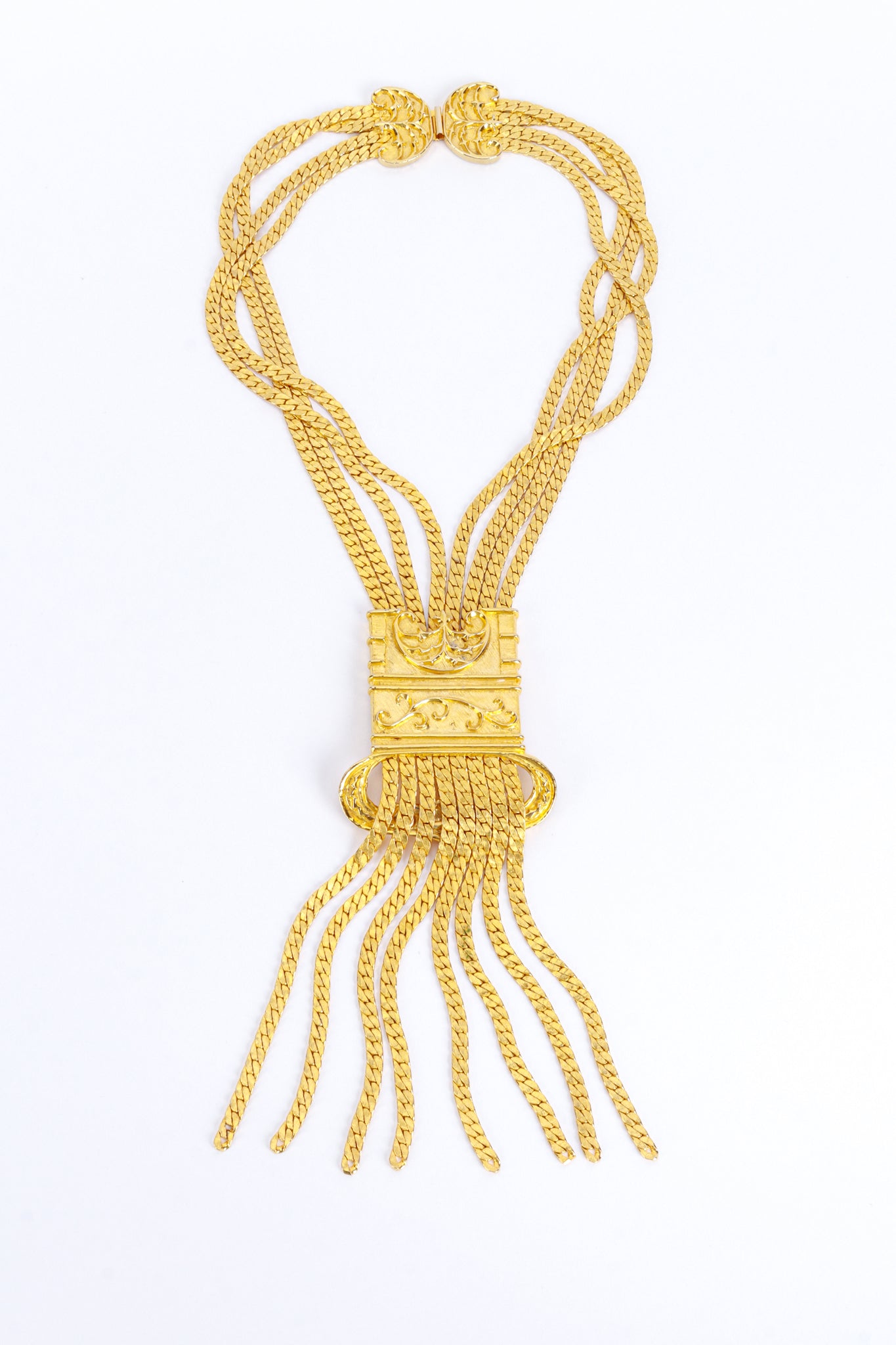 Vintage Chain Fringe Tablet Necklace front @recess la