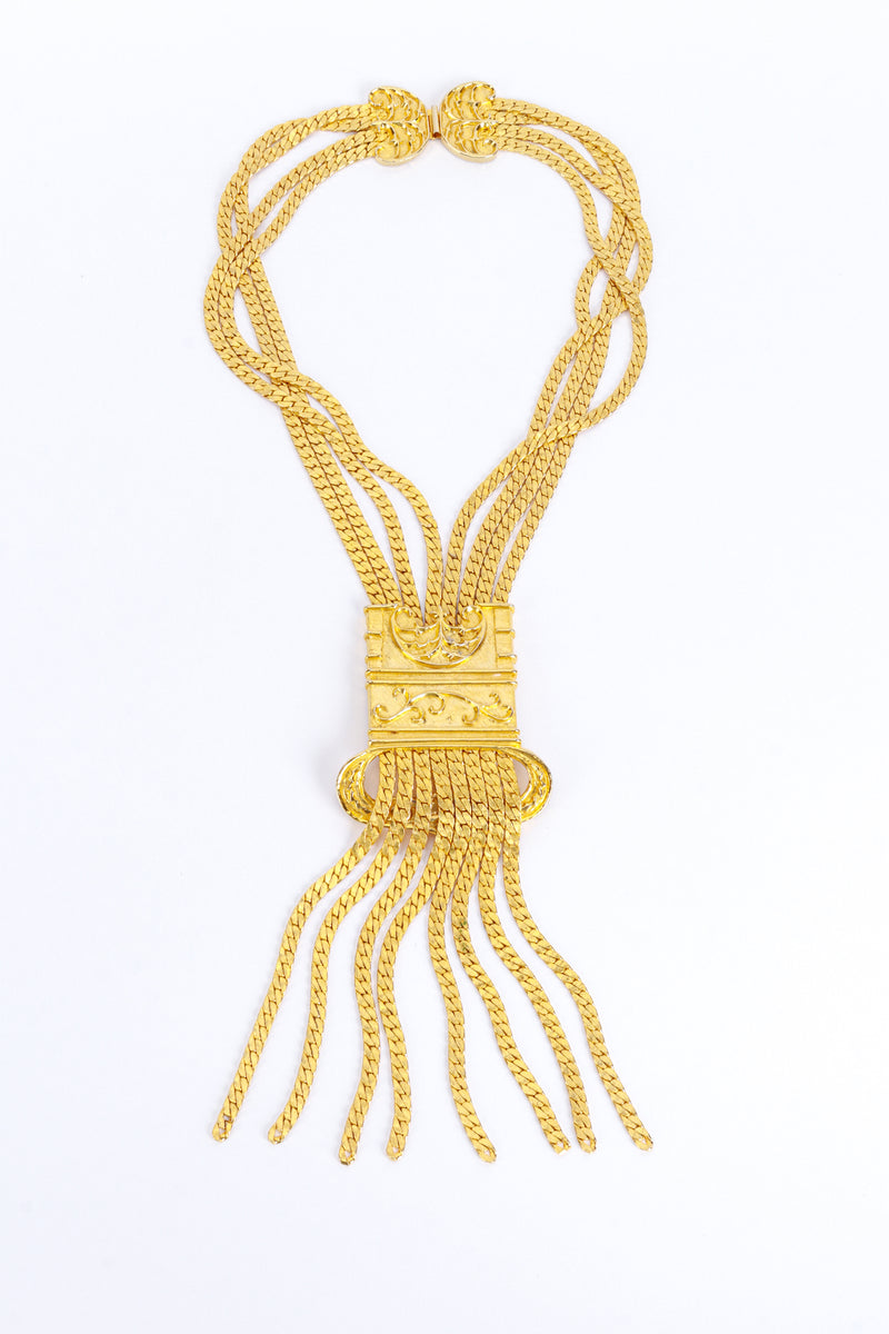 Vintage Chain Fringe Tablet Necklace front @recess la