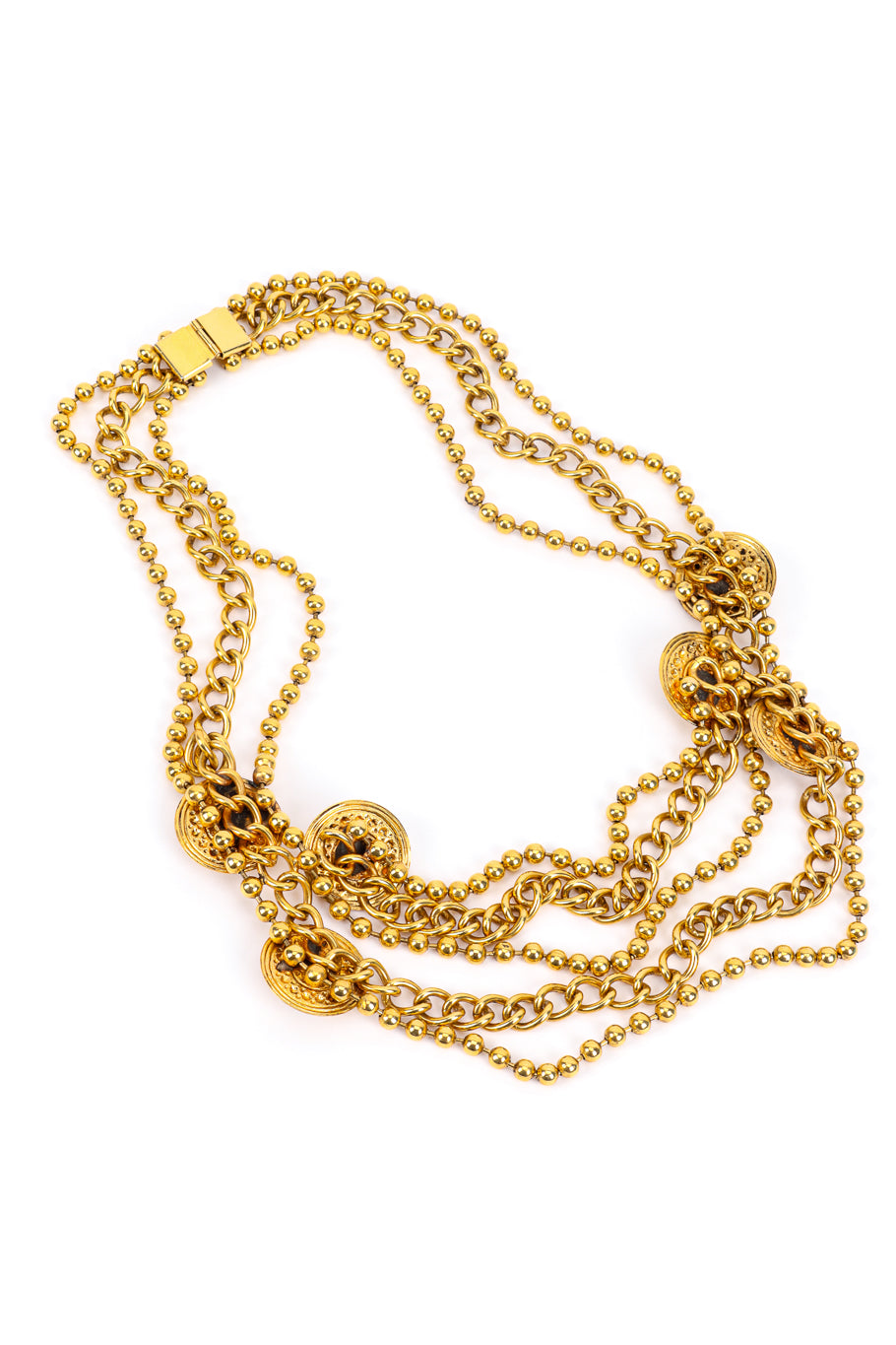 Vintage Multistrand Medallion Necklace back @recess la