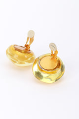 Vintage Golden Lucite Domed Button Earrings open @RECESS LA