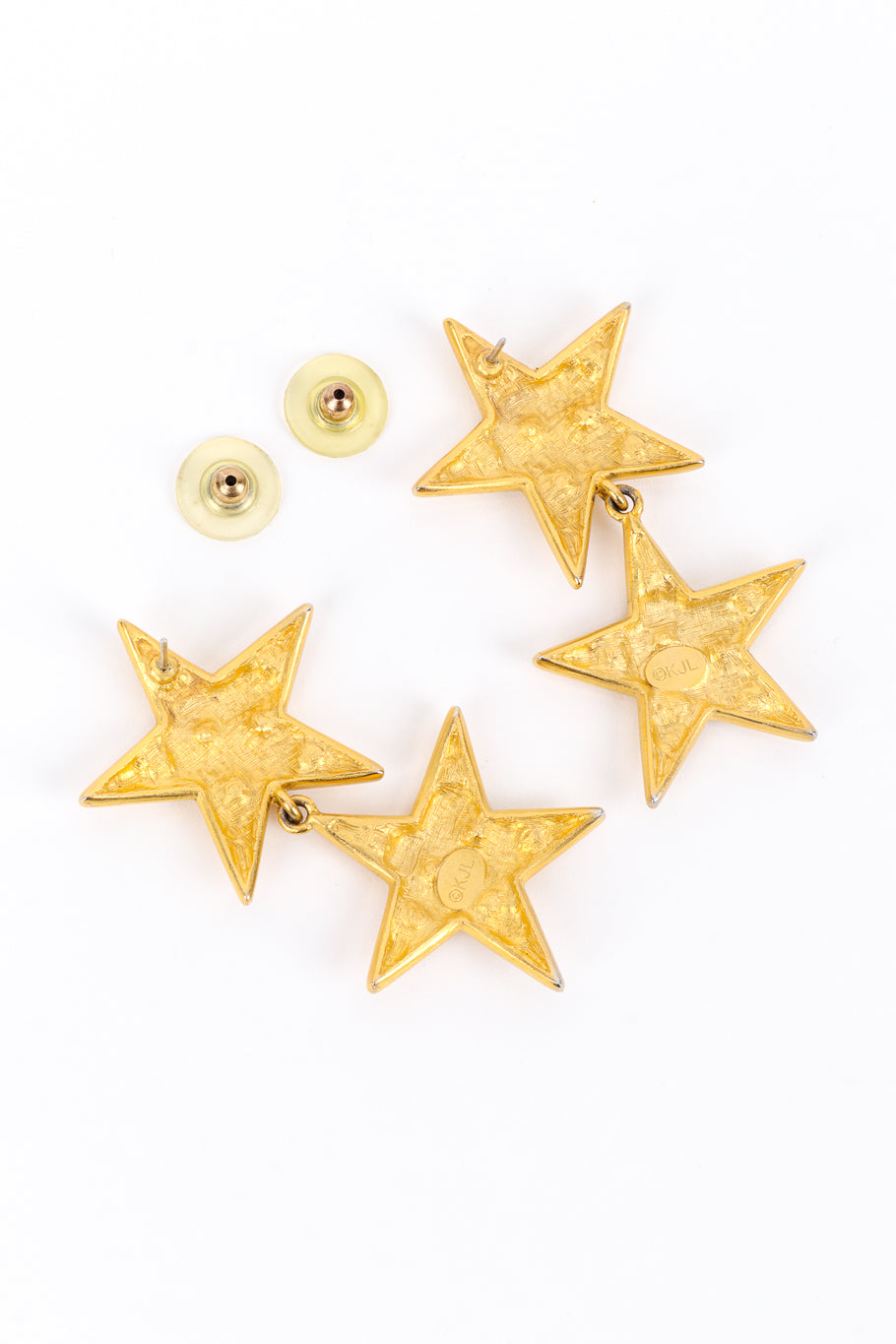 Vintage Kenneth Jay Lane Crystal Star Drop Earrings back with post backing off @recess la