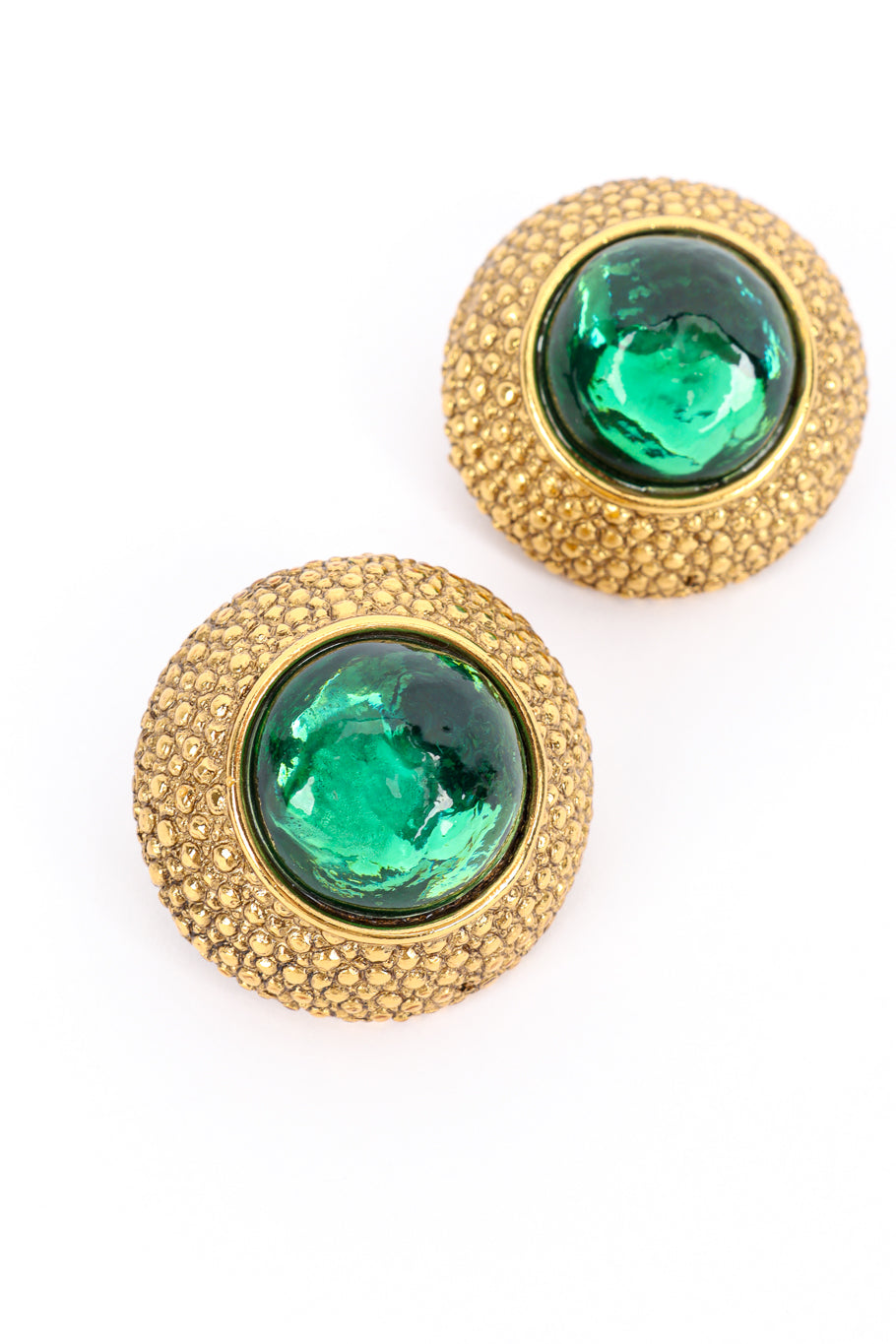 Vintage Goosens Cabochon Button Earrings front closeup @recess la