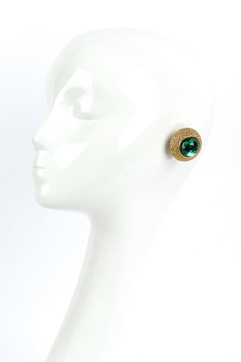 Vintage Goosens Cabochon Button Earrings on mannequin @recess la