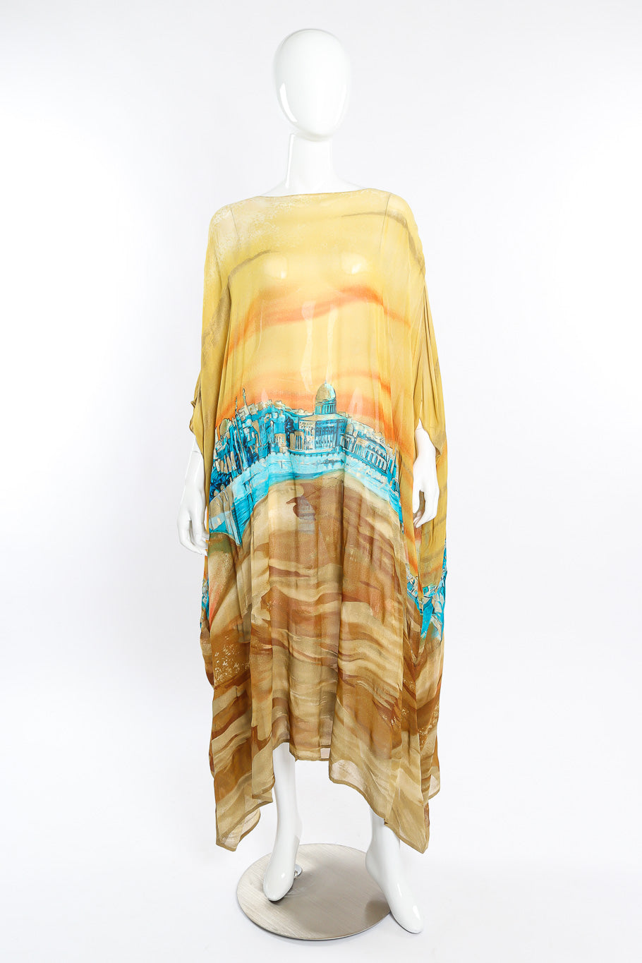 Caftan poncho dress by Gottex on mannequin front @recessla