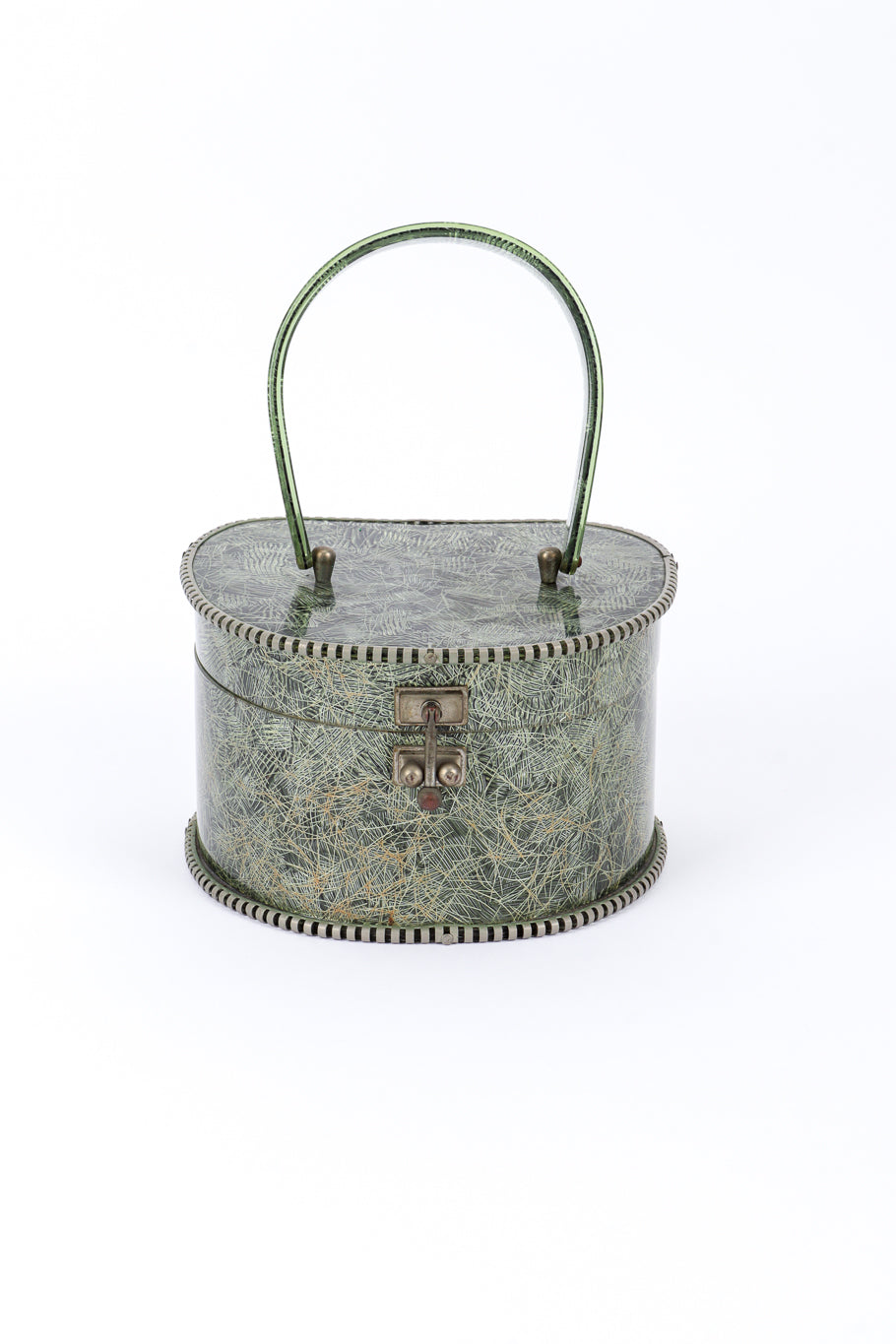 Vintage Myles Originals Crosshatch Tinsel Lucite Box Bag front @recessla