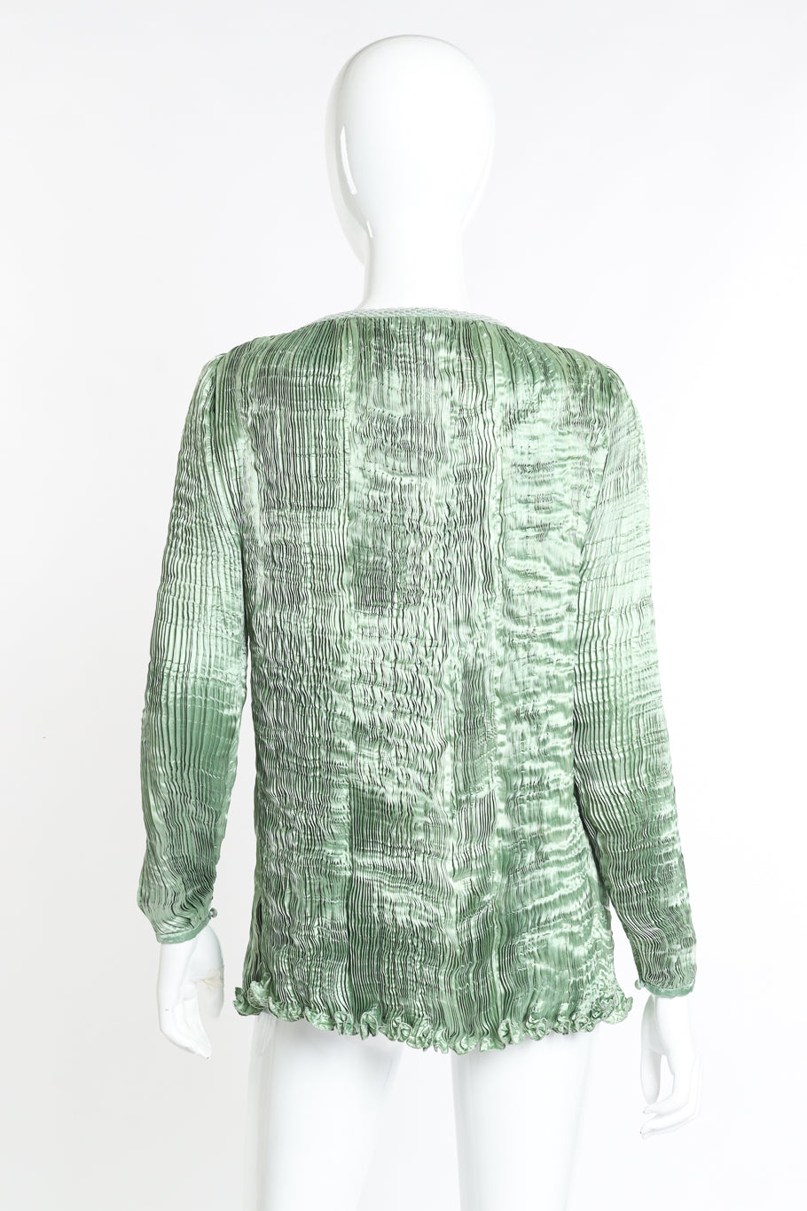 Vintage Patricia Lester Pleated Silk Jacket back on mannequin @recess la