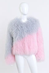 Two-Tone Mongolian Fur Jacket front on mannequin @recess la