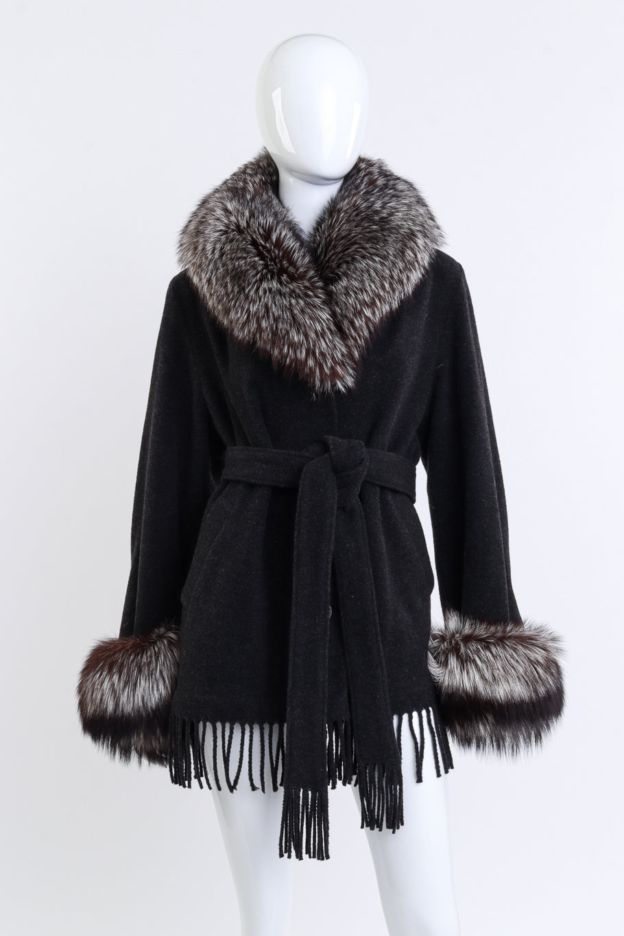 Zip-Off Fur Fringe Coat by Zuki on mannequin short belted @recessla