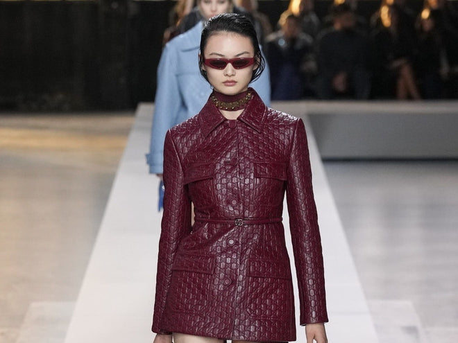 naplak leather jacket on model on 2024 runway 
