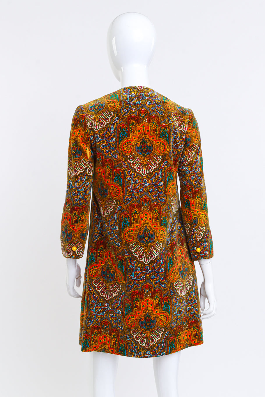 Vintage Leo Narducci Velvet Mandala Paisley Coat back on mannequin @recess la