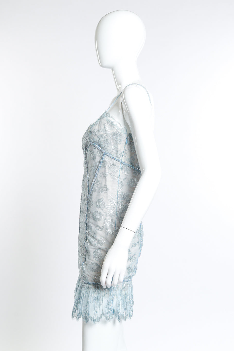 Guy Laroche Lurex Ruffle Mini Dress left view on mannequin @RECESS LA