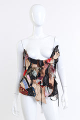 Lace & Leather Patchwork Underbust Corset by Guy Laroche on mannequin @recess LA