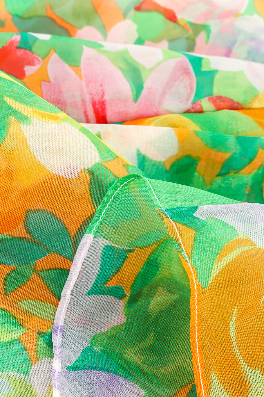 Vintage Guy Laroche Silk Floral Ruffle Dress fabric closeup @Recessla