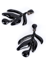 Vintage Oscar de la Renta Enamel Laurel Leaf Drop Earrings detail @recess la