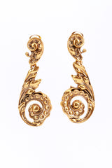 Vintage Oscar de la Renta Acanthus Scroll Drop Earrings front @recess la